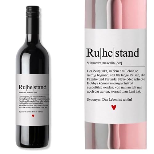 Weinetikett zur Rente, Ruhestand, Ruhestandsgeschenk, Abschiedsgeschenk für Kollegen Geschenkidee zur Rente