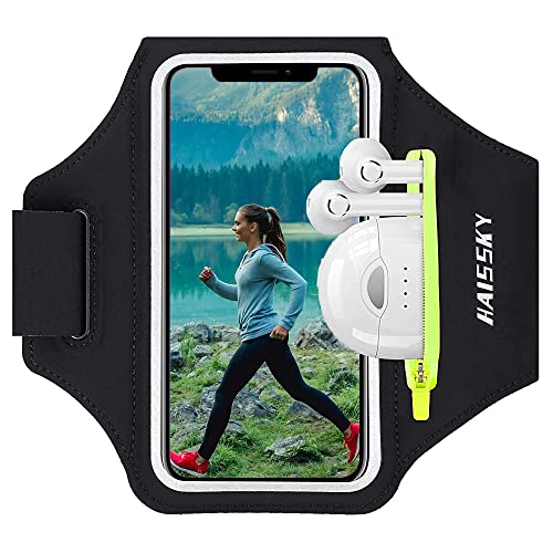 Sportarmband Handy Universal Mit Kopfhörer Running Armband Handytasche für iPhone 15 14 13 12 Pro Max Plus Samsung Huawei Xiaomi bis zu 6,9" Arm Handyhülle Handyhalterung Joggen Armtasche