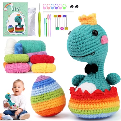 SHRADS Häkeltiere Set, Häkelset, Tier Strickset, Strickset mit Häkelnadeln mit Schritt für Schritt Video Anleitung, tolles kreatives DIY Geschenk für Erwachsene und Kinder