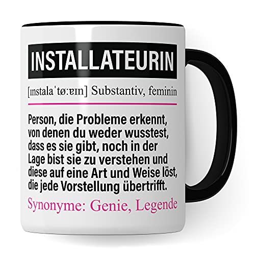 Installateurin Tasse lustig, Heizungsbauerin Geschenk, Spruch Heizungsbau Installateur Geschenkidee, Kaffeetasse Klempnerin Kaffeebecher Teetasse Heizungsinstallateurin Becher