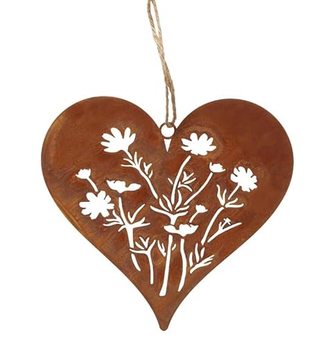 Herz ROST 20cm Rostherz Blumen Rostbraun Dekoherzen Mobile Metallherzen Hänger Anhänger Dekoherz Metallherz Frühling Willkommen