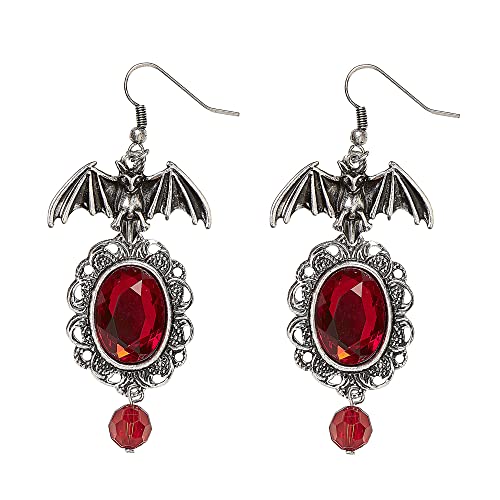 W WIDMANN MILANO Party Fashion 46754 – Ohrringe, Hängeohrringe mit Fledermäusen, Silber, Modeaccessoire, Schmuck, Kostümzubehör, Mottoparty, Karneval, Halloween