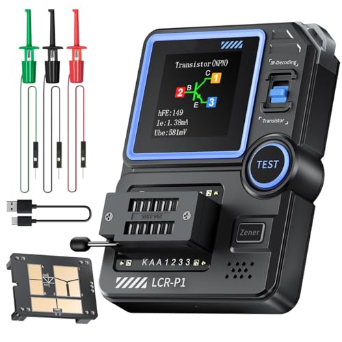 DollaTek Transistortester, Mosfet-Transistor-Kondensatortester, Multifunktions-SMD-Tester für elektronische Komponenten, Diode, Triode, ESR, NPN, PNP, MOSFET-Tester, LCR-Messgerät, Durchbrennschutz