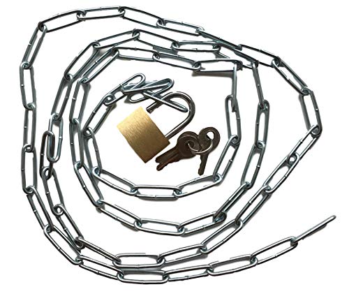 Stahlkette mit Vorhängeschloss Set – Robuste Kette mit Schloss + 3x Schlüssel – Länge wählbar 50 75 100 150 200cm – Verschließen & Versperren – Haushalt & Werkstatt (150cm)