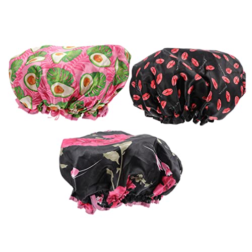 BELLIFFY Duschhaube Elastische Badehaube Duschhüte Damenbade-set Doppelschicht Schutz Für Haare Dusche