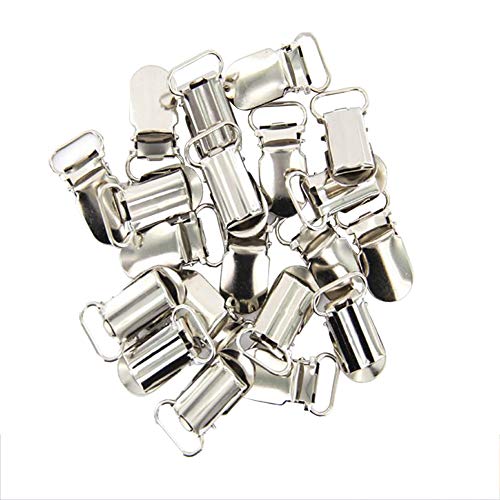 FSSTUD 20 Stück Metall Hosenträger Clips Schnuller Clips Schnullerkettenclips Strumpfhalter Clips 15mm