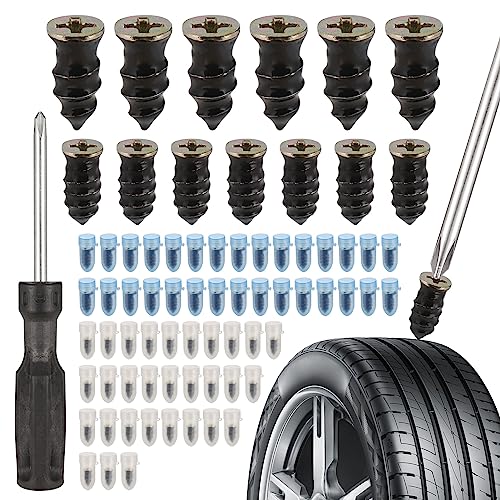 Zocipro 60 Stück Vakuum Reifen Reparatur Nagel,Reifenreparatur, Reifen Reparatur Nagel,mit Schraubendreher,Reifenreparatur-Gumminagel,Schlauchlose Reifen-Reparaturset, für Auto,Motorrad