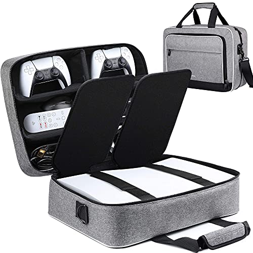 ZtotopCases Tasche Kompatibel mit für Disk/Digital Edition Konsole, Reisetasche für Konsole, Controller, Spiel-Discs, Gaming-Headset und anderes Zubehör – Grau