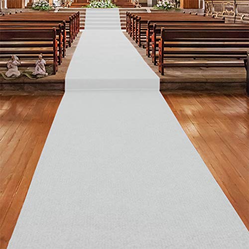 Floordirekt Gangläufer 100 x 300 cm, Weiss 110 - Hochzeitsläufer - Hochzeitsteppich - Premium Teppichläufer - Messeteppich - VIP Eventteppich - Schwer entflammbar