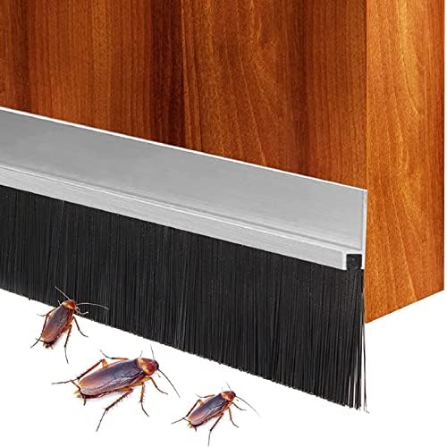 AllRight 2 X Bürstendichtung Streifenbürste Türbürste Insektenschutz Türbesen Luftzugstopper aus Aluminium Türdichtung mit Bürste für Türen Schiebetüren Garagentore Schranktüren Fenster etc