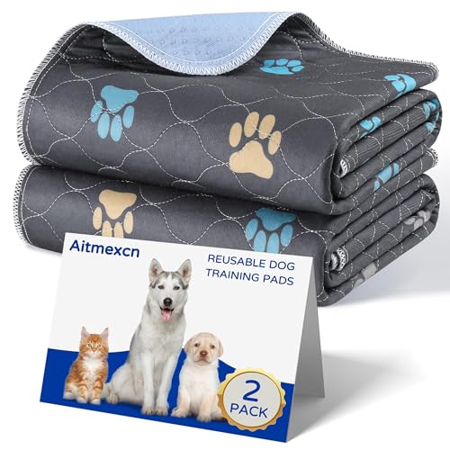 Aitmexcn 2 Stück Wiederverwendbare Hundetrainingspads, 70 x 100 cm Haustier-Urinunterlage waschbare, Aitmexcn Super Saugfähig Welpenunterlagen, Wasserdicht, Urinierunterlagen für Hunde, Auto, Reisen