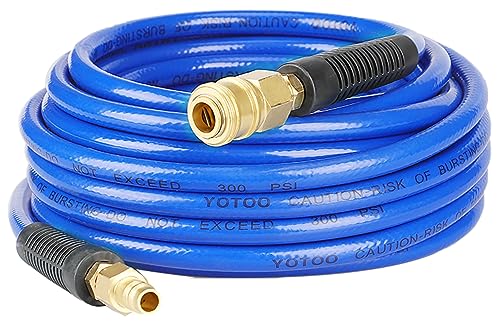 YOTOO Druckluftschlauch PVC 10 m lang 6 mm ID X 11 mm AD 300 PSI mit 1/4-Zoll-Deutschland-Schnellkupplungsanschlüssen und Biegebegrenzern