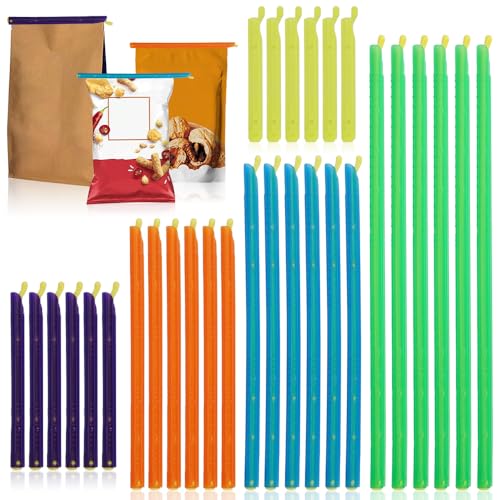 Aoreun 30 Stück Verschluss Klammern für Beutel, 5 Größen Bag Sealer Sticks, Snacks Beutel Verschluss klammern, Magic Bag Sealing Sticks Bag Tasche Sealer Clips für Aufbewahren von Lebensmittel