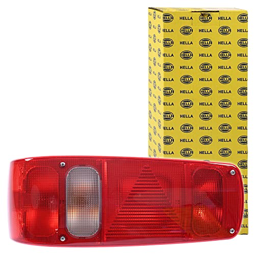 HELLA 2VA 007 502-011 Heckleuchte - Caraluna I - Glühlampe - 12V - Einbau/geschraubt - Lichtscheibenfarbe: weiß/rot - Stecker: Flachstecker - links - Menge: 1