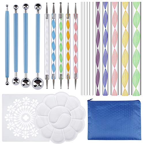 Dotting Tools Set, Mandala Rock Punktierung Werkzeuge Mandala Werkzeug Dotting Tools für DIY Malerei Polymer Clay Keramik Nail 19 Stücke