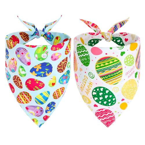 Vivifying Ostern Hund Bandana, Kaninchen Osterei Muster Ostern Hund Halstuch einstellbar Dreieck Lätzchen Haustier Bandana für Hunde Katze Urlaub Festival