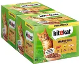 Kitekat Katzenfutter Nassfutter Markt-Mix in Gelee – Feuchtfutter in 48 Portionsbeuteln – 2er Pack (2 x 24 Portionsbeutel à 85g)