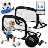 ELANI Fußballtor Kinder Pop-Up 2er Set - faltbar mit Ball & Pumpe, 50% Kleiner + Easy Aufbau, mini Fussballtor klein, Goal, Fussballtore für Garten Kinder, Fußballtore, Fussball Tor, Fußball