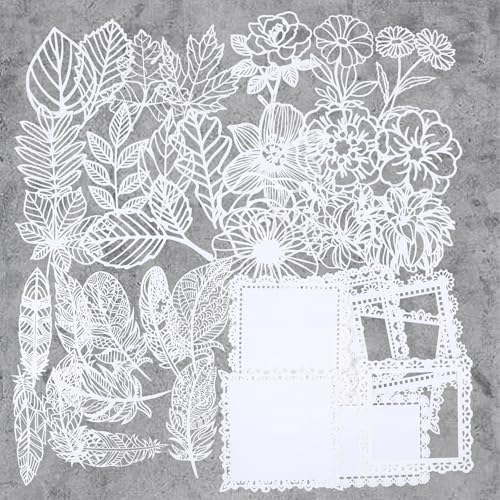 Scrapbooking Spitze Papier 40 Stücke Scrapbook Papier Dekoratives Scrapbooking Papier Scrapbook Zubehör Journaling Zubehör Fotoalbum Zubehör Scrapbooking Hohle Spitze Spitzenmuster für Tagebuch Handy