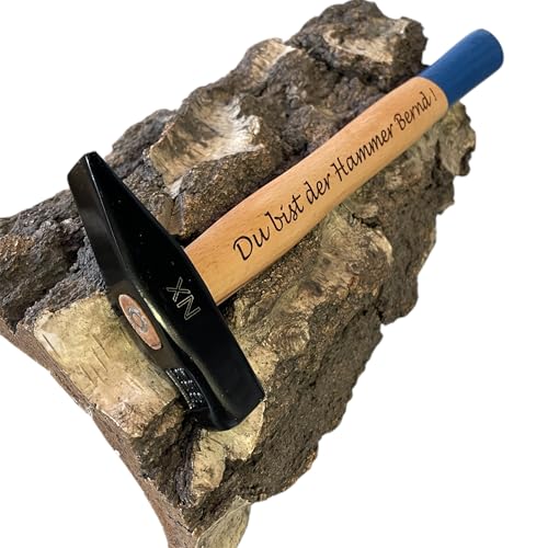 Personalisierter Hammer (200 gr.) Holz mit Gravur Namen Zimmererhammer Schlosserhammer Schreiner Stahlkopf Geschenkidee für Geburtstage Vatertag Valentinstag Geschenke Männer