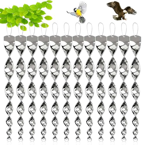 12 Stück Reflektierende Vogelschreck, Reflektierende Windspirale Vogelabwehr, Seitliches Vogelabwehrmittel, zur Vogelabwehr Vogelschreck und zur Dekoration für Balkon und Garten