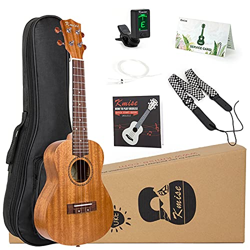 Kmise Konzert-Ukulele, Starter-Set, Mahagoni-Ukulele, 58,4 cm, für Anfänger, mit Gigbag, Stimmgerät, Gurt und Anleitung (evtl. nicht in deutscher Sprache)