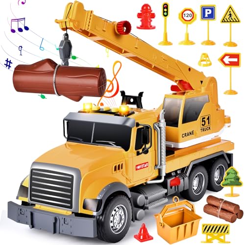 Aragallant Kranwagen Spielzeug (35 cm), Großer Kranfahrzeug, Abschlepper Spielzeug Kinder, Ausfahrbarem Kran, Lastwagen Spielzeug Groß, Geschenke für Kinder ab 5 Jahren