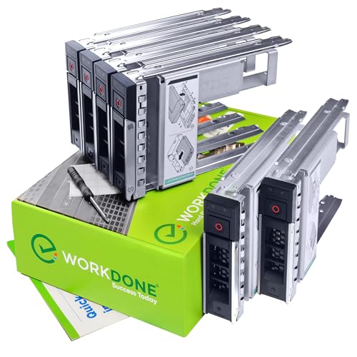 WORKDONE 6er-Pack - 3,5"-Festplatten-Caddy m. 2,5"-Festplattenadapter - Kompatibel für Dell PowerEdge Server 14.-15. Gen.- Handbuch - Aufkleber - Schraubendreher - Starke Schrauben