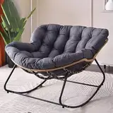 Generisch Schaukelsessel Outdoor Kissen Wasserdicht 125x130x10cm, Bequemer Schaukelstuhl Auflage Outdoor Rattan, Sitzkissen Papasansessel Indoor, Gartenstuhl Auflage (Nur Kissen),Dark Gray