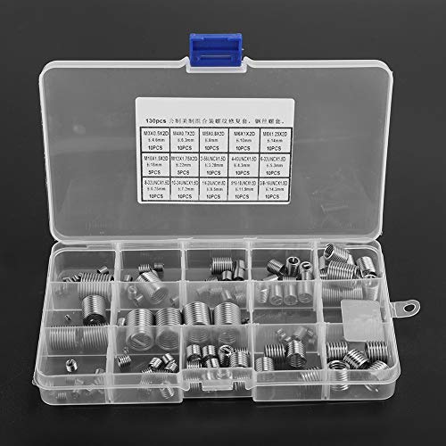 Gewindeeinsätze für Metall, Gewindeeinsätze für Metall 140pcs Metrisch/amerikanische Gewinde Reparaturwerkzeug Edelstahldrahtgewinde Gewinde Reparatur Sortiment Set Set