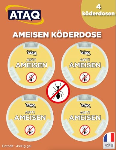 ATAQ Ameisen fallen x4 - Ameisen fallen für draußen und gegen Ameisen im Haus - Ameisenmittel - Ameisenfallen bei akutem Ameisenbefall - Wirkt schnell und effektiv