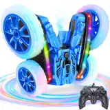Ferngesteuertes Auto für Kinder, Cool Lights 360° Spin Double Sided Flips RC Autos, Outdoor 4WD Off Road Stunt Car, Spielzeug für Jungen Mädchen Alter 6-12 Geburtstag Geschenk Blau