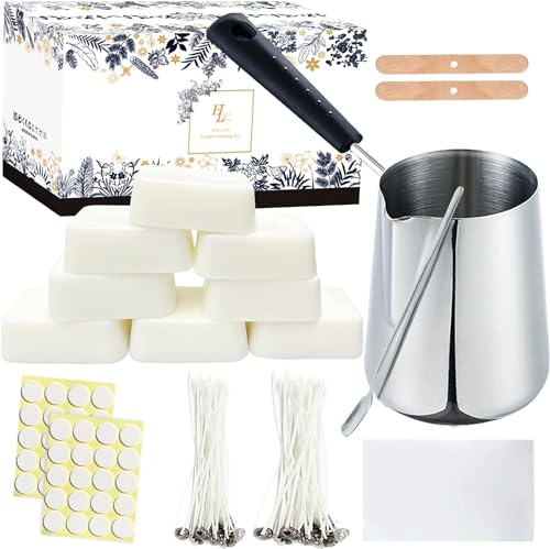 Kerzen Selber Machen Set,DIY Kerzenherstellung Kit für Erwachsene Anfänger Kinder mit 480g Sojawachs für Kerzen,Schmelztiegel Wachs,Zauberpapier,Kerzendocht,DIY Sojawachs Kerzen Kit