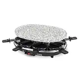 H.Koenig Raclettegerät RP85 Multifunktion 8 Personen Professionell, Granitstein, Grill, Raclette Käse Fondue, Zubehör 8 antihaftbeschichtete Pfännchen, Abnehmbare Platte, Leicht zu reinigen