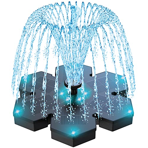 SZMP 2024 NEU Solar Springbrunnen für draussen,3.5W LED-Lichtern Solarbrunnen Teichpumpe mit 8 DIY Effekte,2000mAh Batterie,Solar schwimmender Fontäne Pumpe für Garten,Vogel-Bad,Teich,Fisch-Behälter