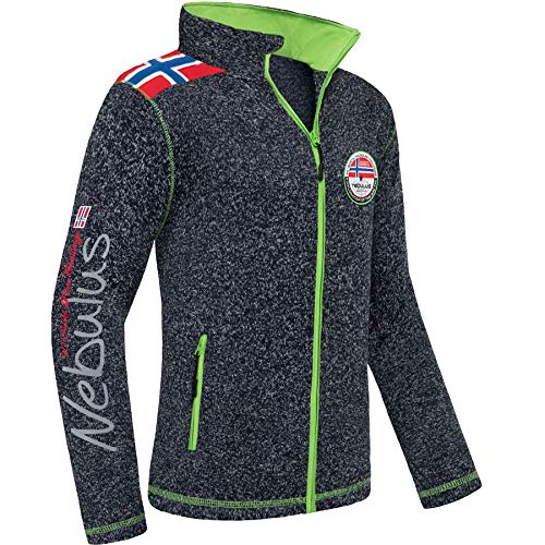 Nebulus Herren Fleecejacke NORKY, warme Fleece Jacke, mit langem Full-Zip Reißverschluss, Navy meliert - L