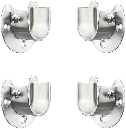 ANCLLO 4er-Pack Kleiderstangen-Steckdosen aus Zinklegierung für wandmontierte Stangenhalterungen für Badezimmer-Duschstangen (25 mm)
