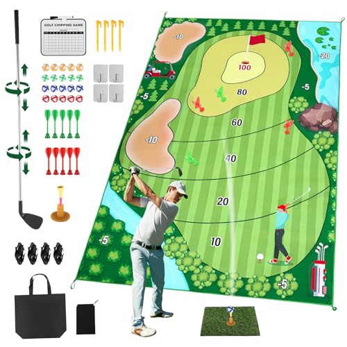 Golfspiel -Set, Golf-Trainingsmatte mit Golfbällen,Golf Chipping Spiel 20 Golfbällen und 10 Darts für Zuhause Outdoor Kinder Erwachsene, Golf-Trainingshilfe-Ausrüstung für Golfliebhaber und Anfänger