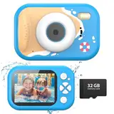Tosaju Unterwasserkamera 48MP Kinderkamera 10m Wasserdicht Kamera 1080P Video Schnorcheln Fotoapparat mit Blitz Perfekt für Schwimmbad Strand Outdoor Spielzeug Geschenk für Kinder mit 32GB Karte