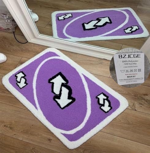 UNO Kartenteppich, flippig, ästhetisch, Retro, Überwurf, Fußmatte, rutschfest, waschbar, modern, abstrakt, niedlich, einzigartig, für Badezimmer, Schlafzimmer, flauschig, weich, kleine Teppiche für