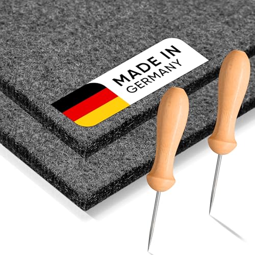 2er Prickelnadel Set Kinder - Prickelset für Kinder - 2x Prickelnadel mit Holzgriff & 2x Prickelfilz (20cm x 15cm x 1cm) – Ergonomisch & sicher – Ideal zum Prickeln für Kinder – Made in Germany