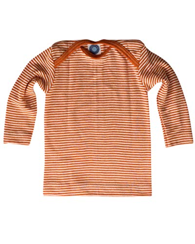 Cosilana, Baby Unterhemd Langarm, 70% Wolle 30% Seide (Orange/Natur, 62-68)