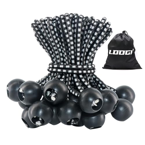 LOOGI Spanngummis mit Kugel 25 Stück, Planenspanner mit Kugel 10cm, Gummispanner Zeltgummis Expanderschlingen Gummischlaufen für Planen Zelt Banner