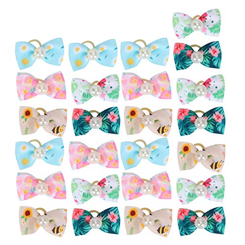 25PCS Hundehaarschleifen, Fruchtmuster Tierhaarschleifen Krawatte Welpe Teddy Gummiband Bogenhaarpflege Zubehör