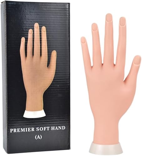 Flexible Mannequin Hand für Nageltraining und Maniküre Praxis Weiche und dauerhafte Praxis Werkzeug Flexible bewegliche weiche Plastikhand für gefälschte Nail Art Starter Training (braun)