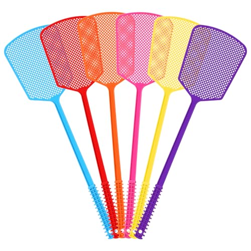 Fliegenklatsche, Kunststoff Fliegenklatschen Multi-Pack, 6 Stück Bunte Fliegenklatscher, Langer Griff Fly Swatter für drinnen und draußen