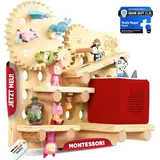 Monti Tonie Regal 1er Set für Tonies + Toniebox [stabiles Montessori Spielzeug] L für 40 Toniefiguren + Box für Mädchen und Jungen [TESTSIEGER] Tonieregal zur Aufbewahrung Starterset
