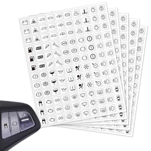 GOMAKERER 600 Stück Auto Schalttafel Aufkleber, 40 Designs Auto Switch ID Label Aufkleber Schwarz Armaturenbrett Schalter Label Aufkleber Für Auto Boot Lkw Camper 15 x 15 mm