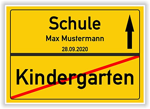 Ortsschild - Bild - Kindergarten - Schule - persönliches Geschenk - personalisierte Geschenkidee zur Einschulung mit Name und Datum
