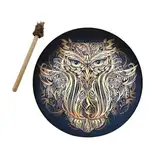 Schamanische Trommel |Schamane Alchemistische Mondtrommel mit Trommelstock - "Owl's Soul" Deep Bass Divine Sound Sibirische Trommel, Musik Spirituelle Schamanentrommel Deep Bass Gottes Stimme Geschen